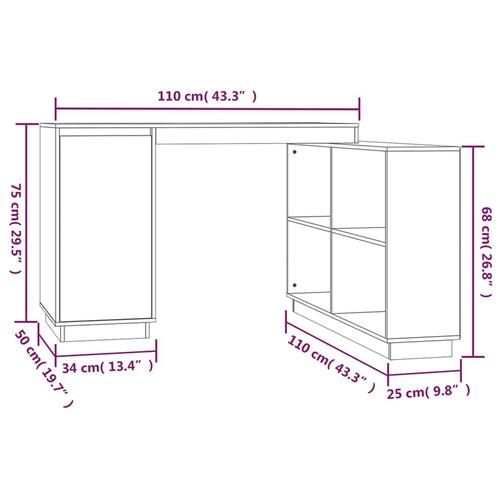 Skrivebord 110x50x75 cm massivt fyrretræ hvid