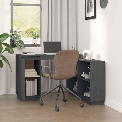 Skrivebord 110x50x75 cm massivt fyrretræ grå