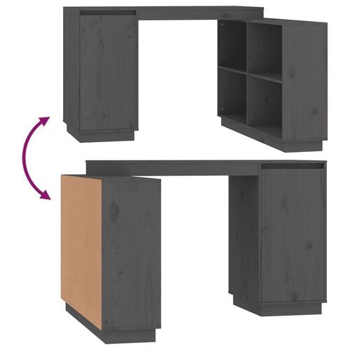 Skrivebord 110x50x75 cm massivt fyrretræ grå