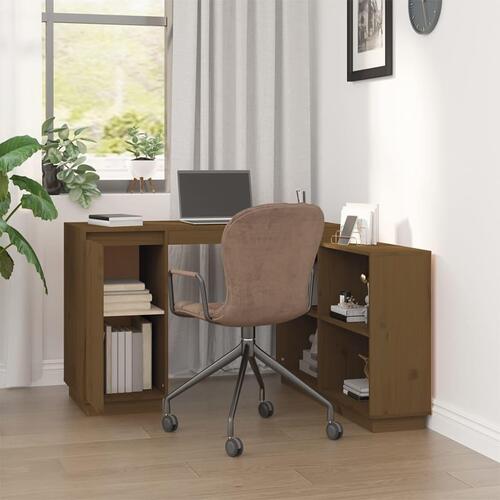 Skrivebord 110x50x75 cm massivt fyrretræ gyldenbrun