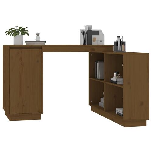 Skrivebord 110x50x75 cm massivt fyrretræ gyldenbrun