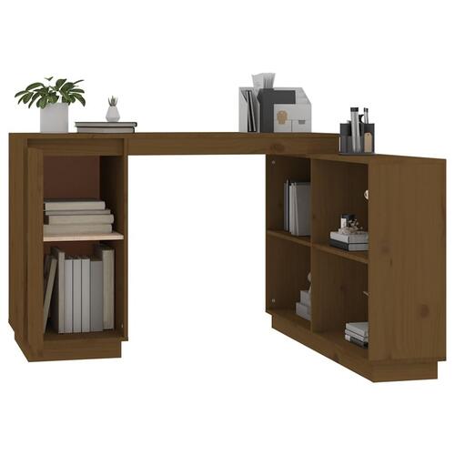 Skrivebord 110x50x75 cm massivt fyrretræ gyldenbrun