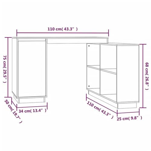 Skrivebord 110x50x75 cm massivt fyrretræ gyldenbrun