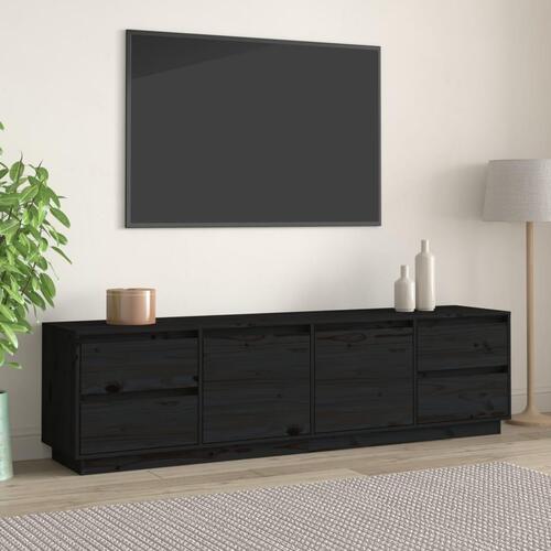 Tv-bord 176x37x47,5 cm massivt fyrretræ sort