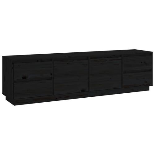 Tv-bord 176x37x47,5 cm massivt fyrretræ sort