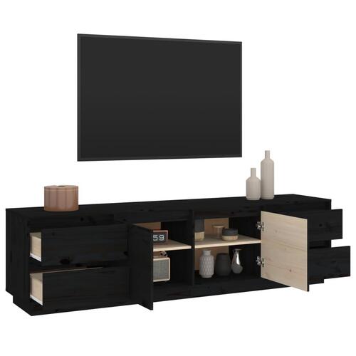 Tv-bord 176x37x47,5 cm massivt fyrretræ sort