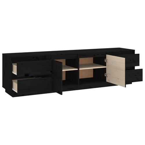 Tv-bord 176x37x47,5 cm massivt fyrretræ sort