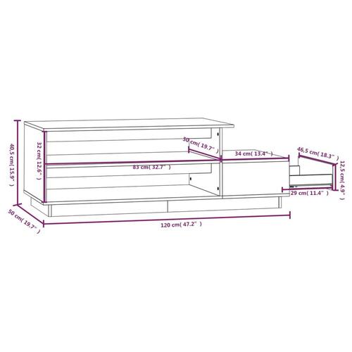 Sofabord 120x50x40,5 cm massivt fyrretræ