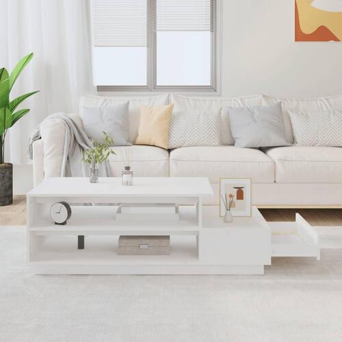 Sofabord 120x50x40,5 cm massivt fyrretræ hvid