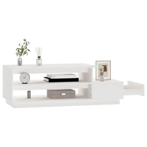 Sofabord 120x50x40,5 cm massivt fyrretræ hvid