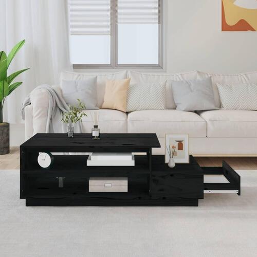 Sofabord 120x50x40,5 cm massivt fyrretræ sort