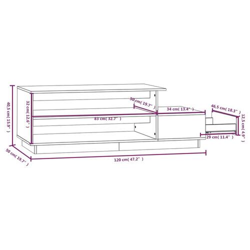 Sofabord 120x50x40,5 cm massivt fyrretræ sort