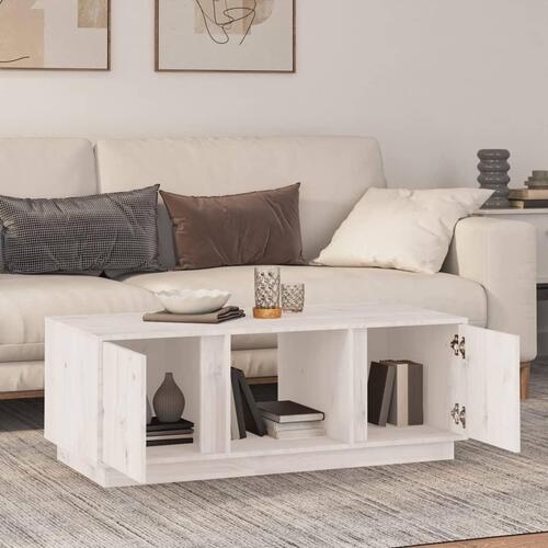 Sofabord 110x50x40 cm massivt fyrretræ hvid