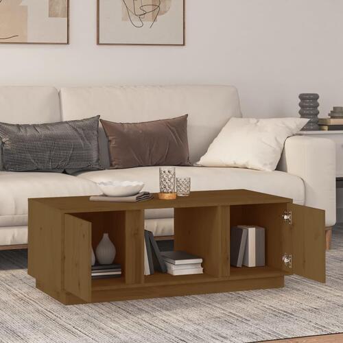 Sofabord 110x50x40 cm massivt fyrretræ gyldenbrun