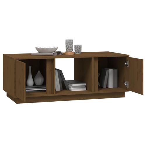 Sofabord 110x50x40 cm massivt fyrretræ gyldenbrun