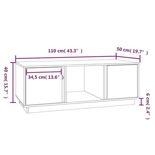 Sofabord 110x50x40 cm massivt fyrretræ gyldenbrun