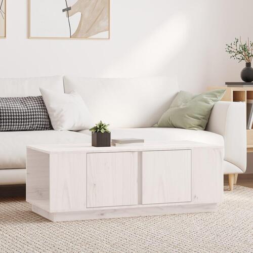 Sofabord 110x50x40 cm massivt fyrretræ hvid
