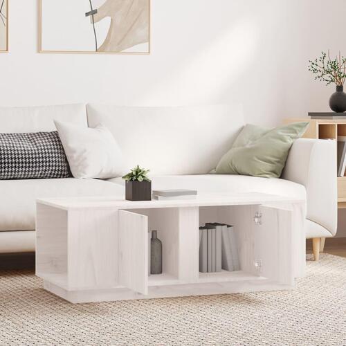 Sofabord 110x50x40 cm massivt fyrretræ hvid