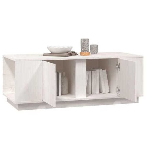 Sofabord 110x50x40 cm massivt fyrretræ hvid