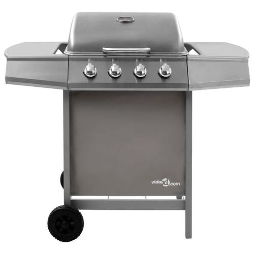 Gasgrill 4 brændere sølvfarvet