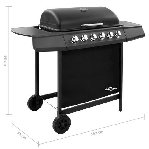 Gasgrill 6 brændere sort