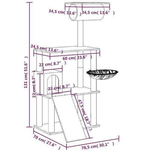 Kradsetræ med sisalkradsestolper 131 cm cremefarvet