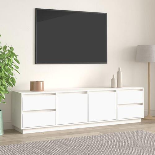 Tv-bord 176x37x47,5 cm massivt fyrretræ hvid