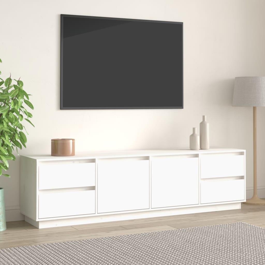 Tv-bord 176x37x47,5 cm massivt fyrretræ hvid