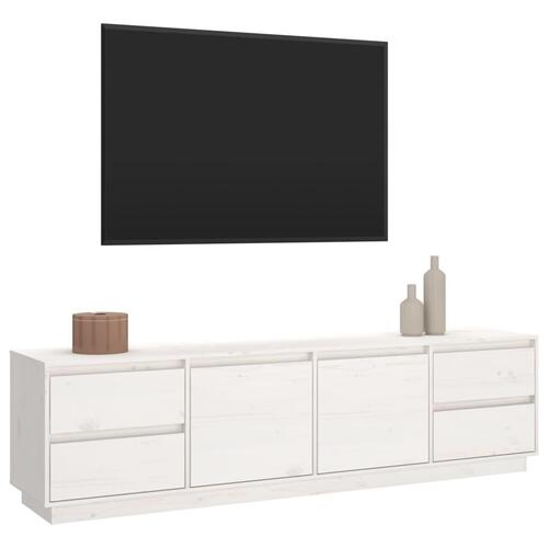 Tv-bord 176x37x47,5 cm massivt fyrretræ hvid