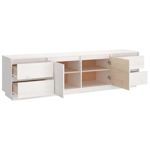 Tv-bord 176x37x47,5 cm massivt fyrretræ hvid