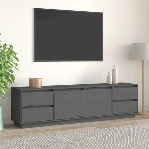 Tv-bord 176x37x47,5 cm massivt fyrretræ grå