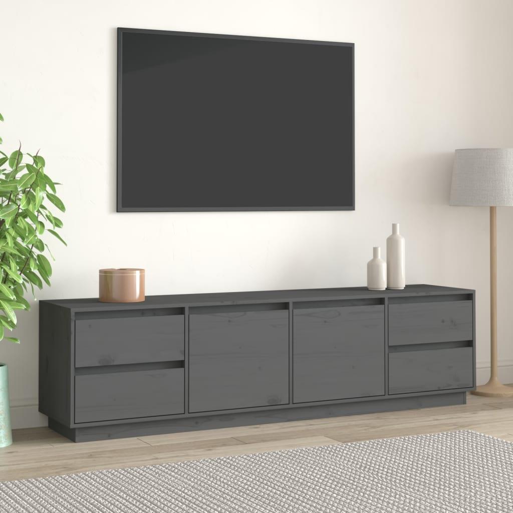 Tv-bord 176x37x47,5 cm massivt fyrretræ grå