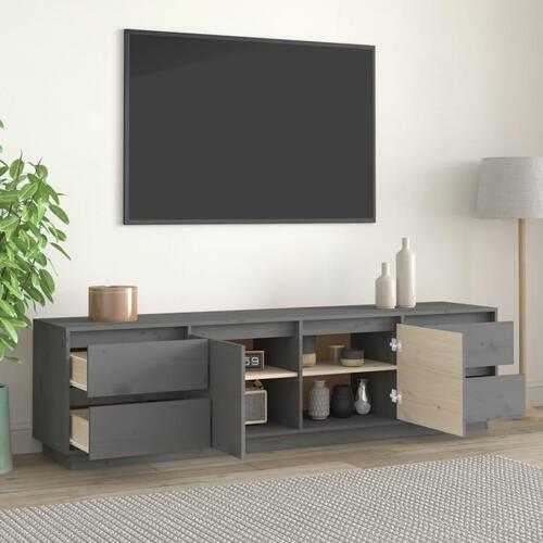 Tv-bord 176x37x47,5 cm massivt fyrretræ grå