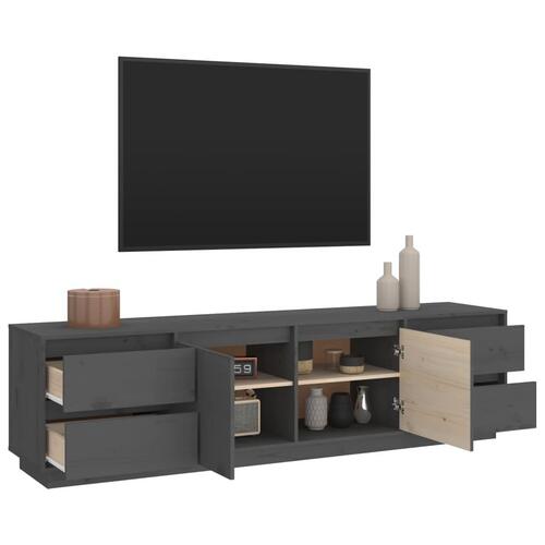 Tv-bord 176x37x47,5 cm massivt fyrretræ grå