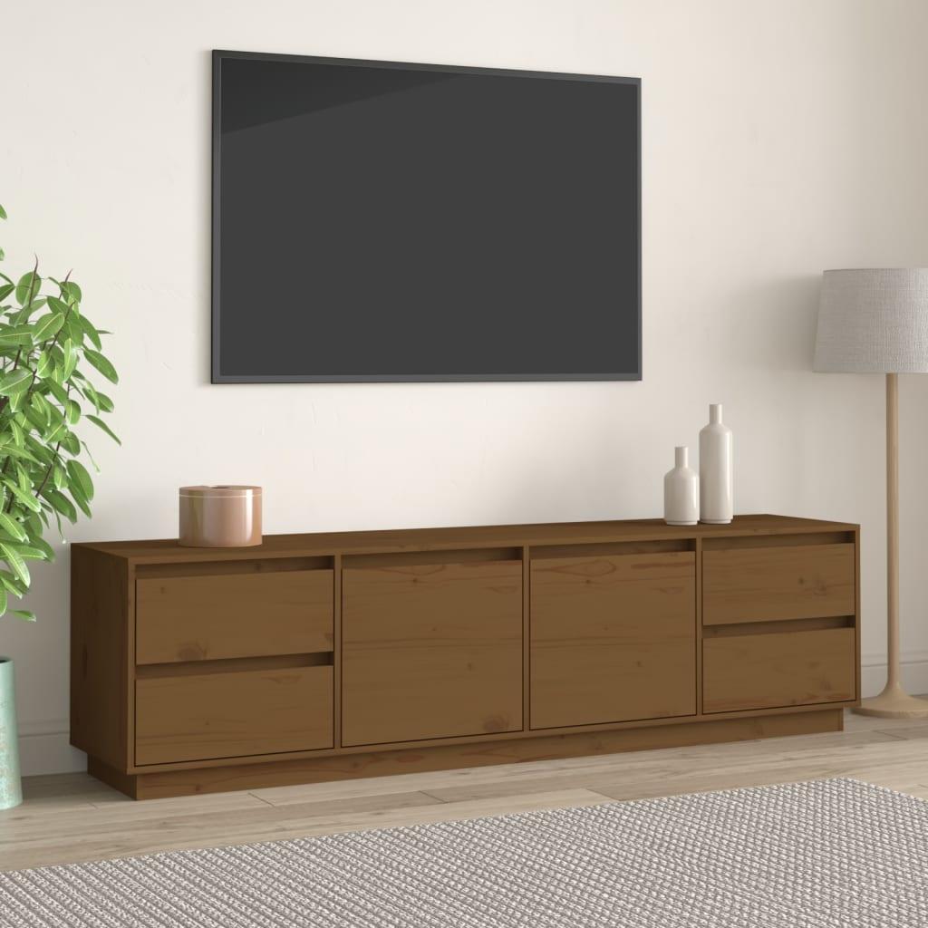Tv-bord 176x37x47,5 cm massivt fyrretræ gyldenbrun