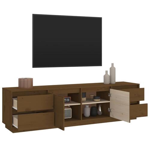 Tv-bord 176x37x47,5 cm massivt fyrretræ gyldenbrun