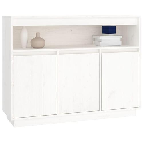 Skænk 104,5x34x80 cm massivt fyrretræ hvid