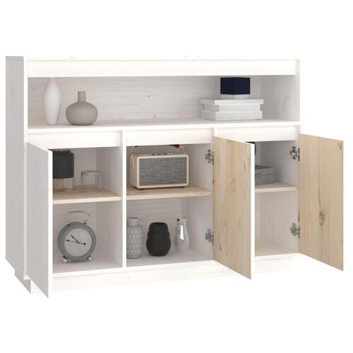 Skænk 104,5x34x80 cm massivt fyrretræ hvid
