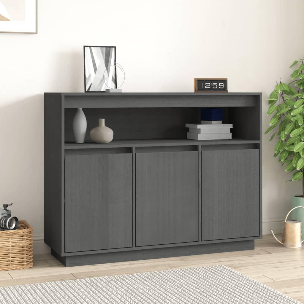 Skænk 104,5x34x80 cm massivt fyrretræ grå