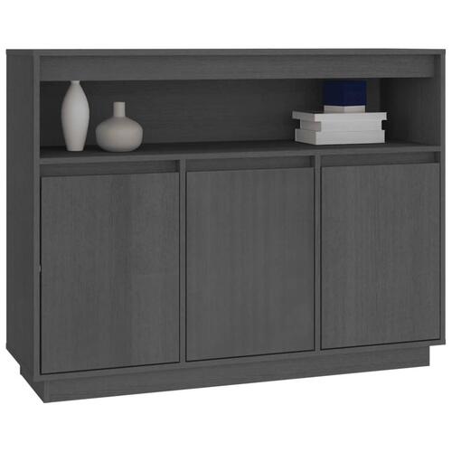 Skænk 104,5x34x80 cm massivt fyrretræ grå
