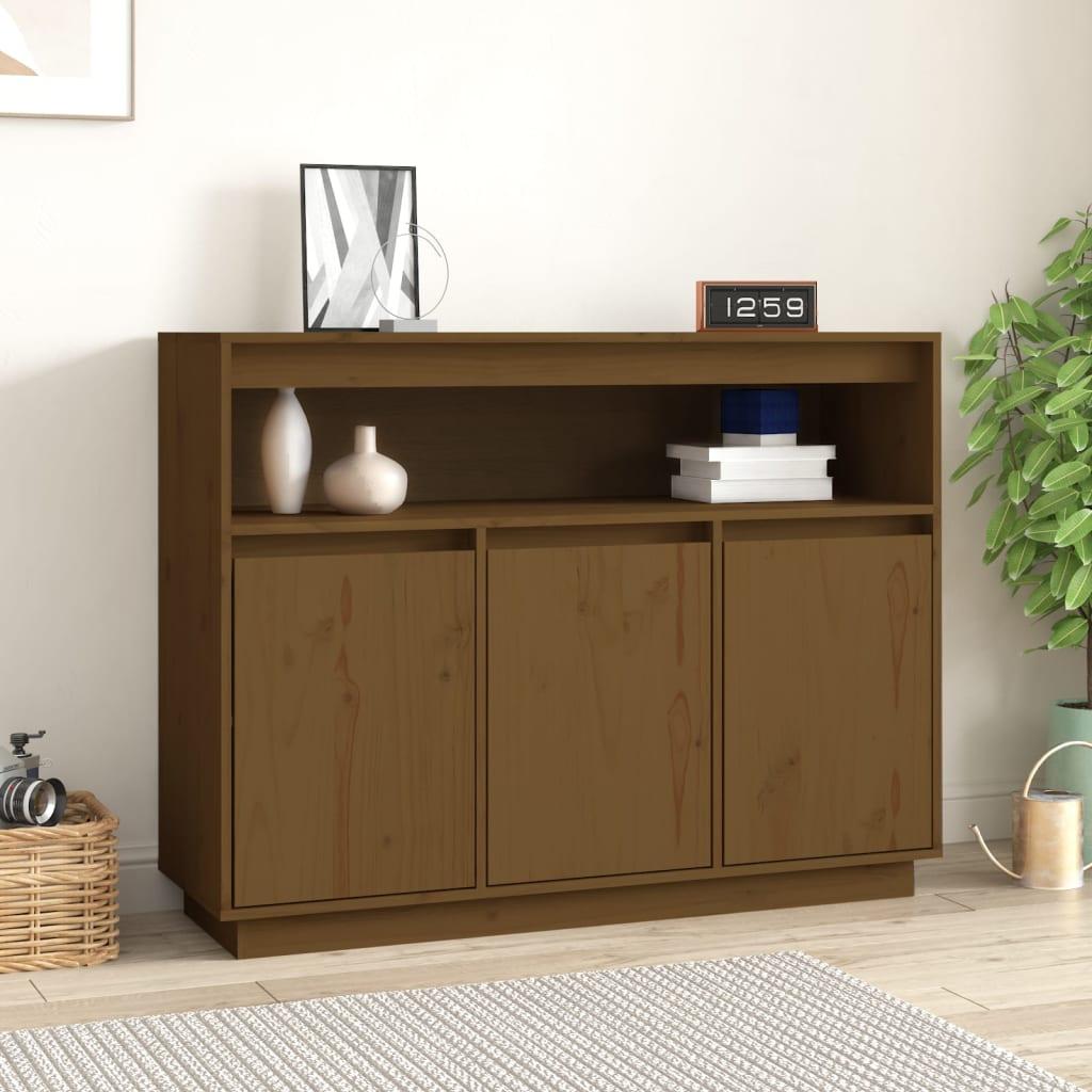 Skænk 104,5x34x80 cm massivt fyrretræ gyldenbrun