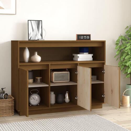 Skænk 104,5x34x80 cm massivt fyrretræ gyldenbrun