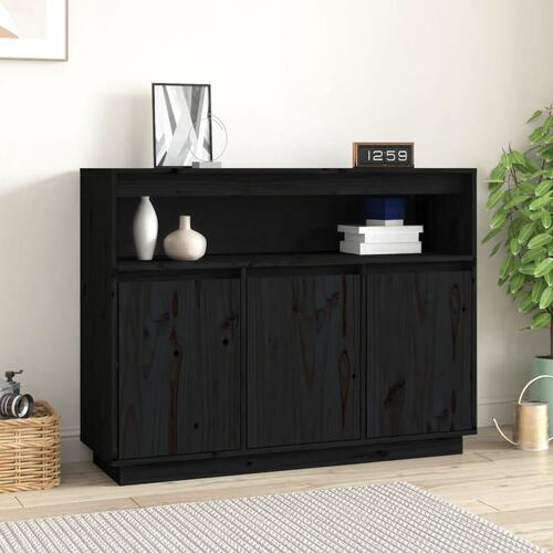 Skænk 104,5x34x80 cm massivt fyrretræ sort