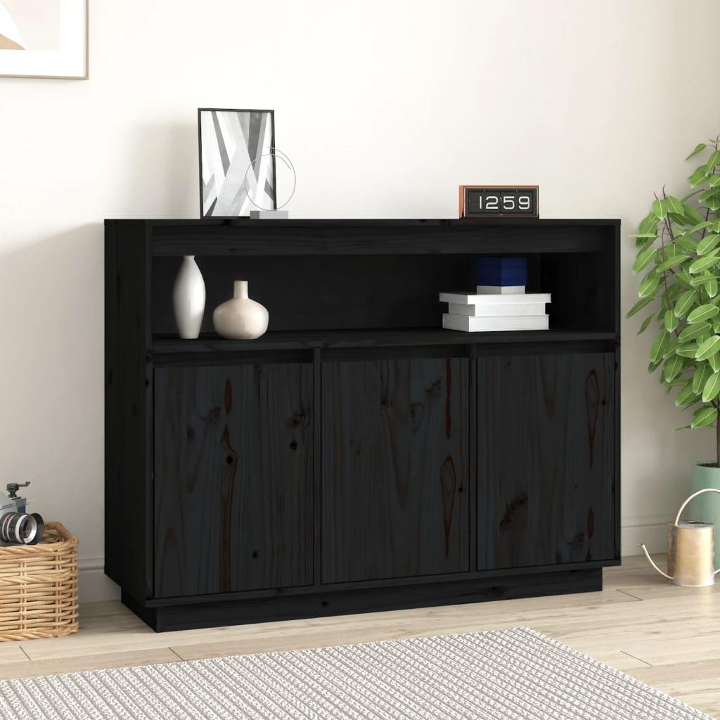 Skænk 104,5x34x80 cm massivt fyrretræ sort
