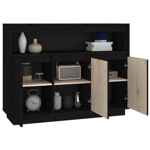 Skænk 104,5x34x80 cm massivt fyrretræ sort