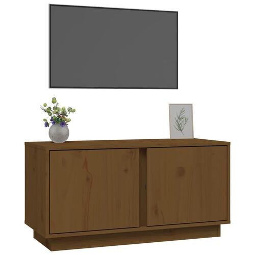 Tv-bord 80x35x40,5 cm massivt fyrretræ gyldenbrun