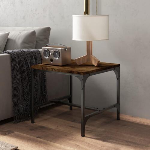 Sidebord 40x40x35 cm konstrueret træ røget egetræsfarve