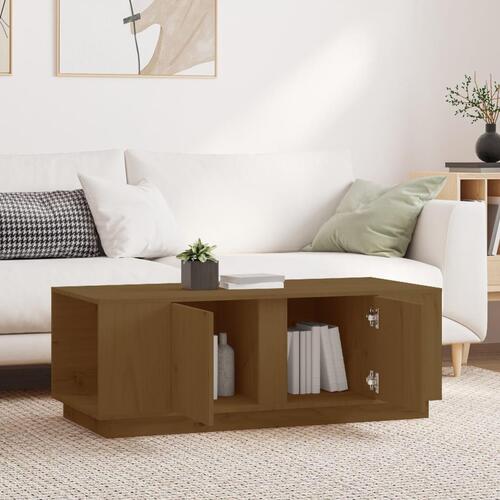 Sofabord 110x50x40 cm massivt fyrretræ gyldenbrun