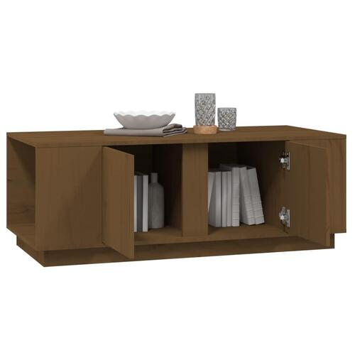 Sofabord 110x50x40 cm massivt fyrretræ gyldenbrun