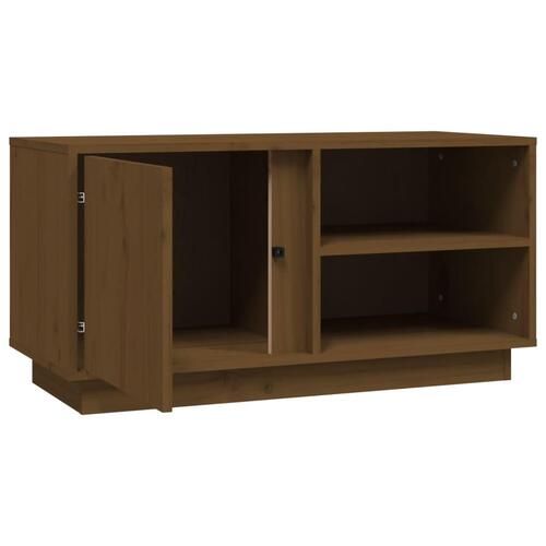 Tv-bord 80x35x40,5 cm massivt fyrretræ gyldenbrun